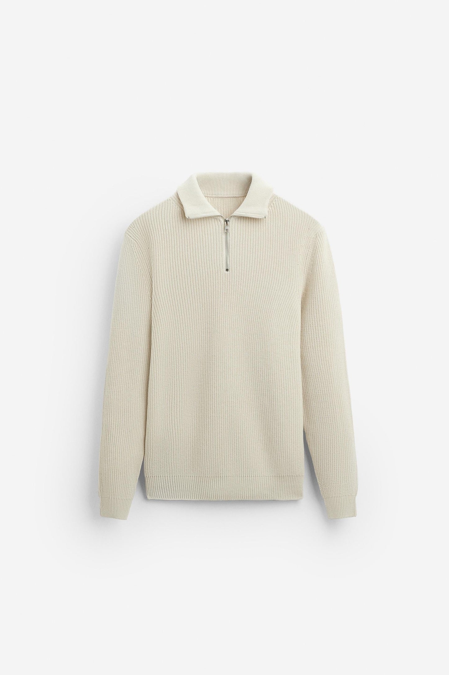 Cashwool sweater | half zip | White