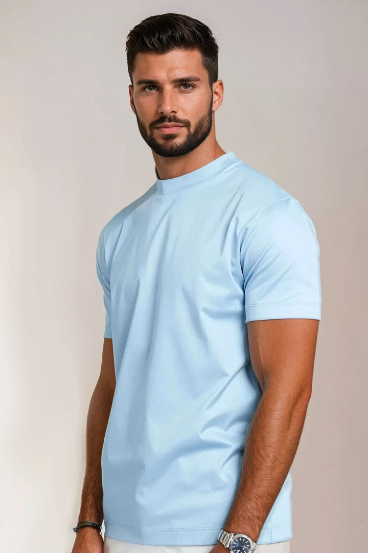 Premium Glossy T-Shirt | Baby Blue