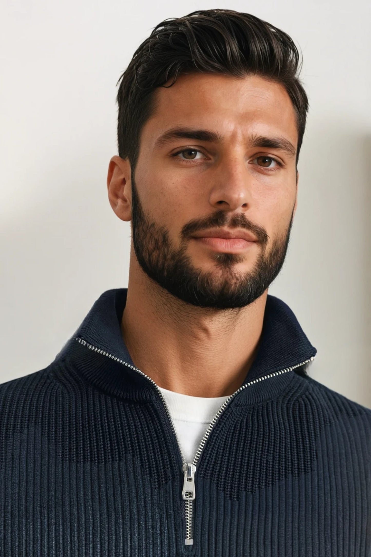 Cashwool sweater | half zip | Navy blue