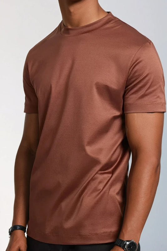 Premium Glossy T-Shirt | Caramel Brown